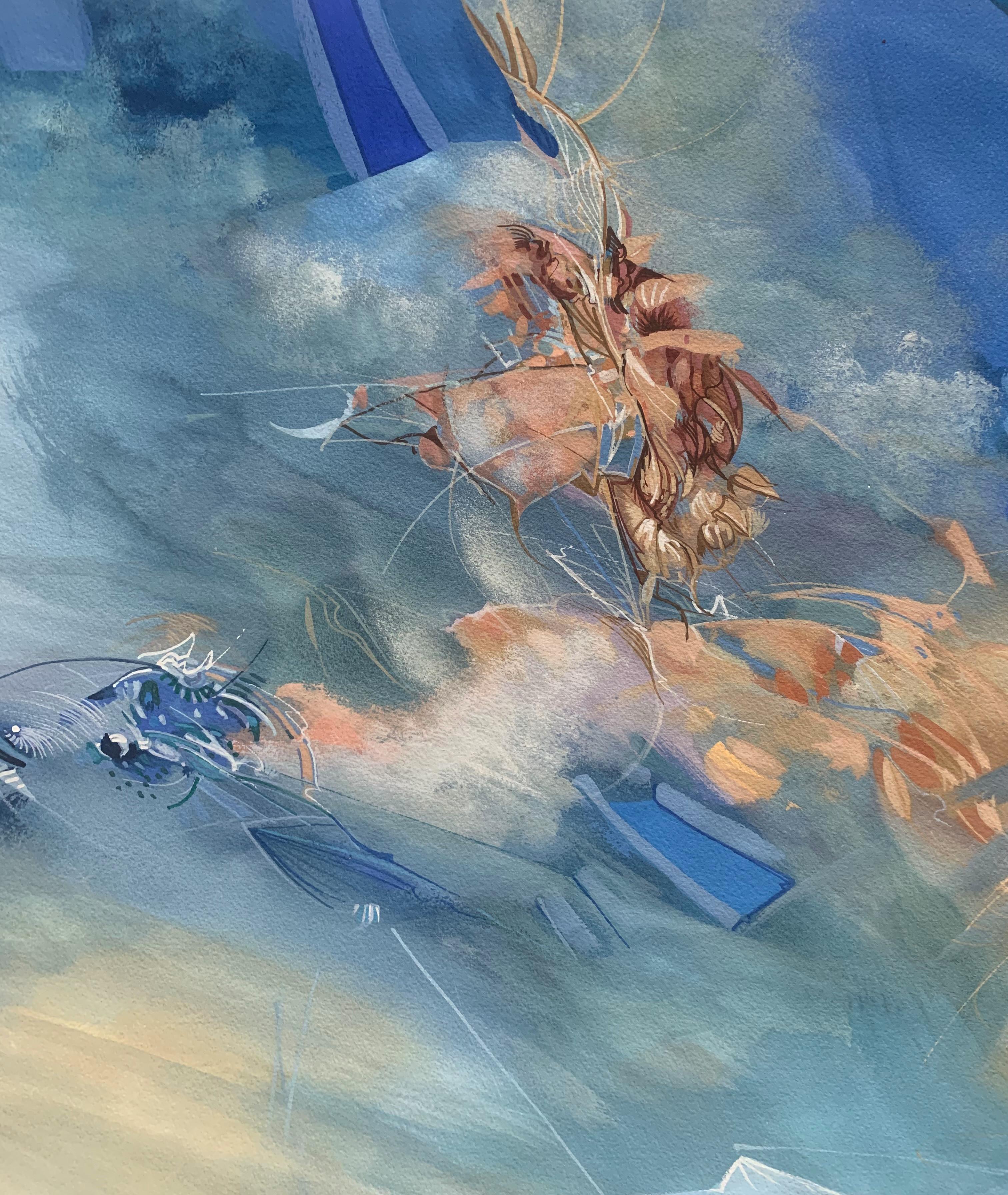Dunes in the morning. Contemporary Gouache Painting, Abstraction For Sale 2