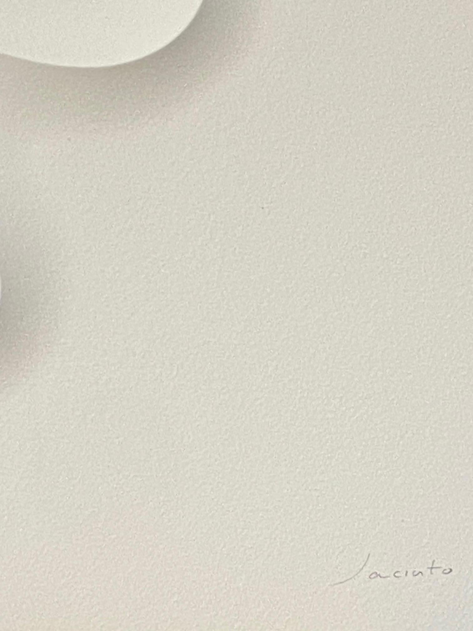 Arques - embossed paper work, minimalist curvilinear white artwork Jacinto Moros 1