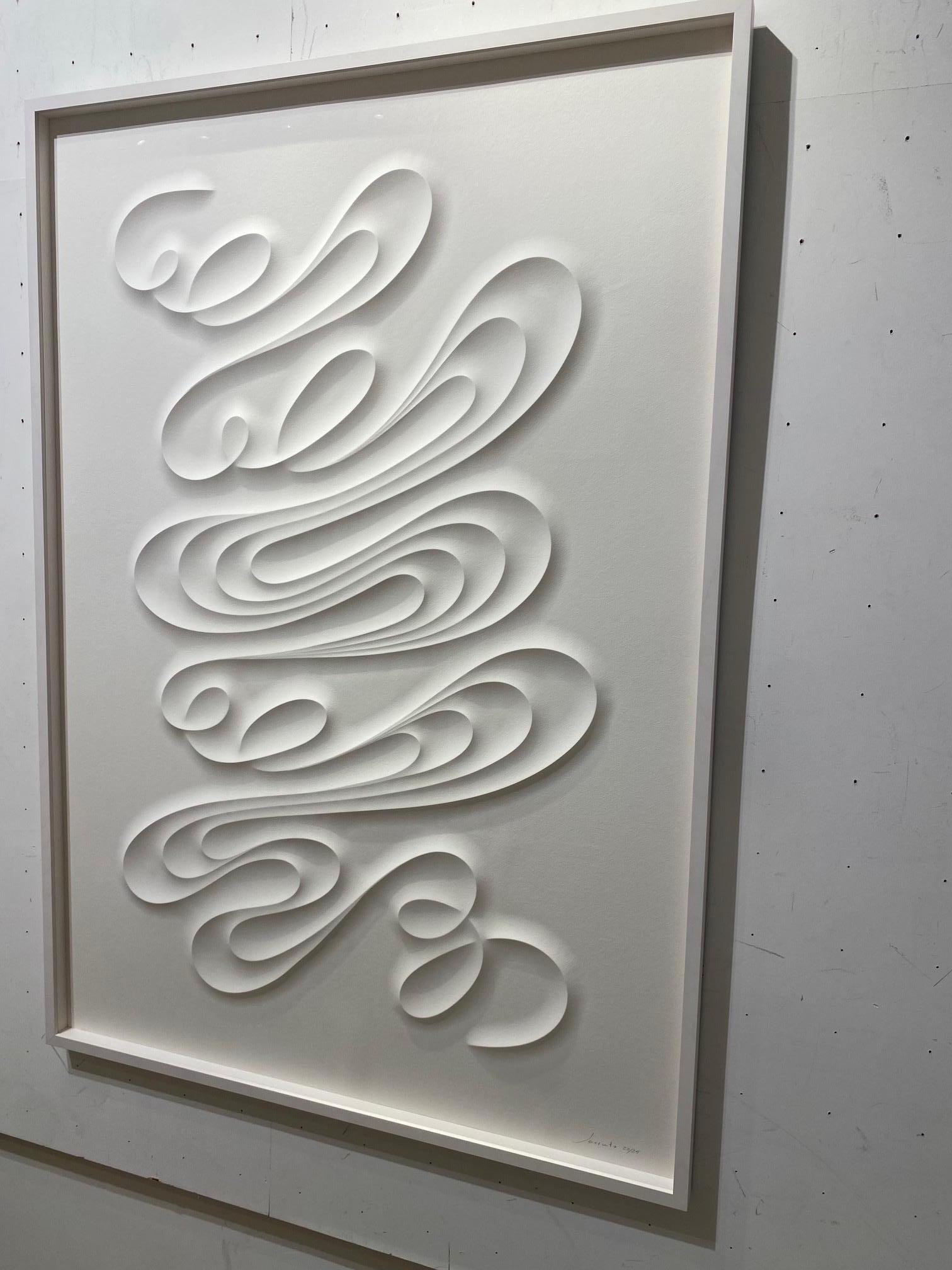 FESCM - embossed paper work, minimalist curvilinear white artwork Jacinto Moros 1
