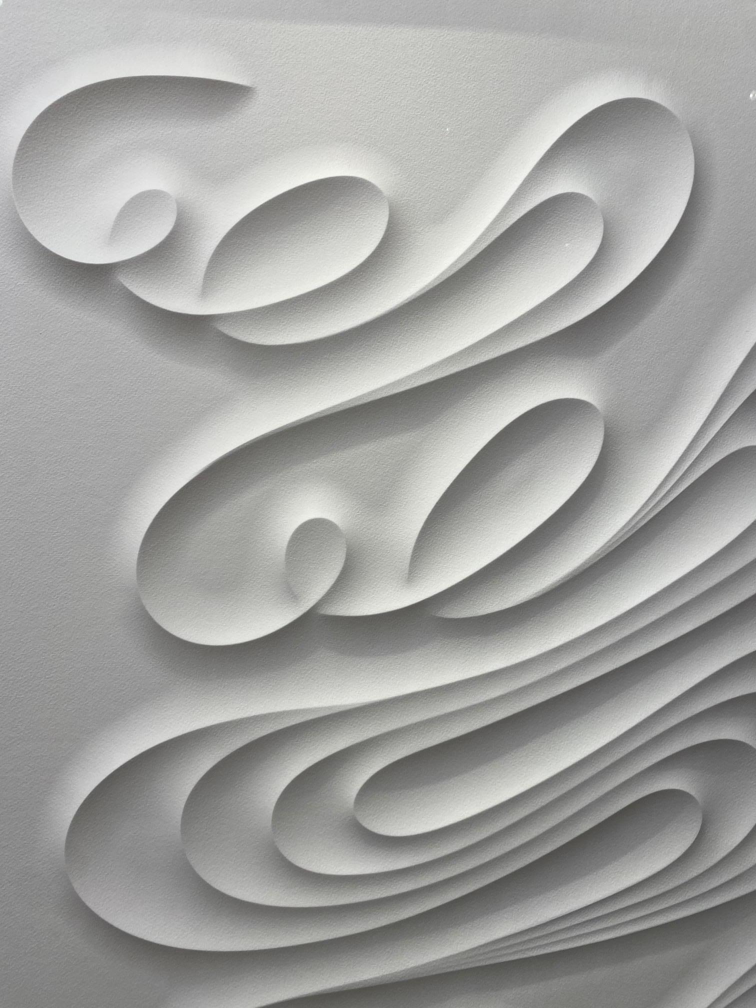 FESCM - embossed paper work, minimalist curvilinear white artwork Jacinto Moros 2