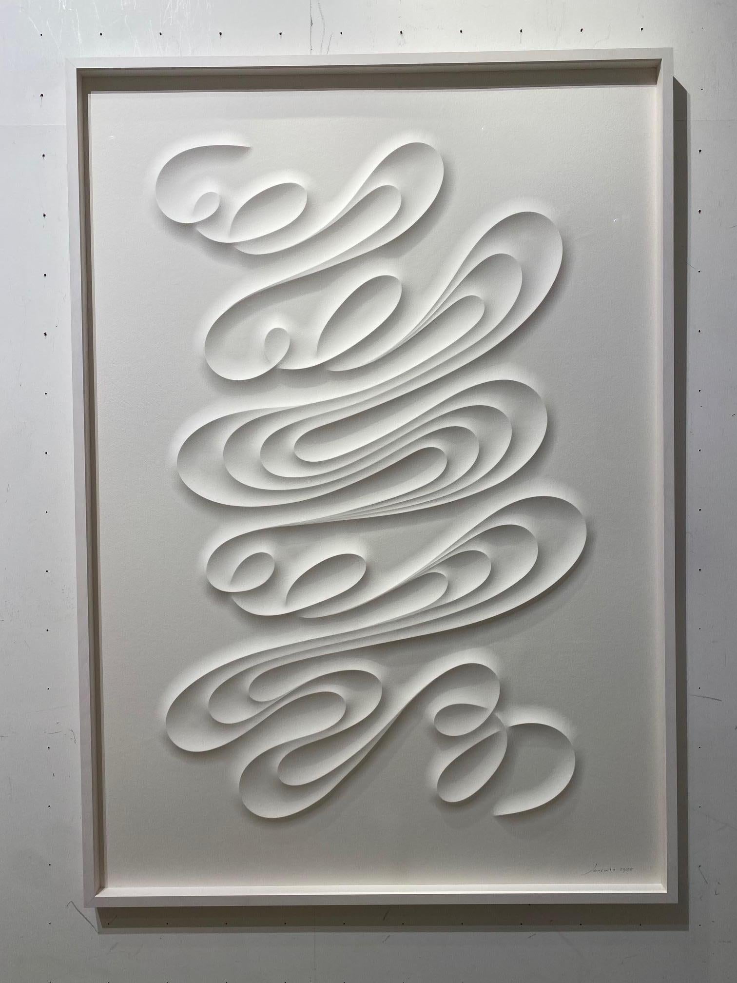 FESCM - embossed paper work, minimalist curvilinear white artwork Jacinto Moros 4