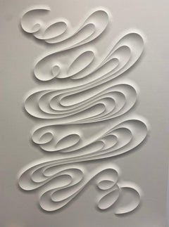 FESCON - embossed paper work, minimalist curvilinear white artwork Jacinto Moros