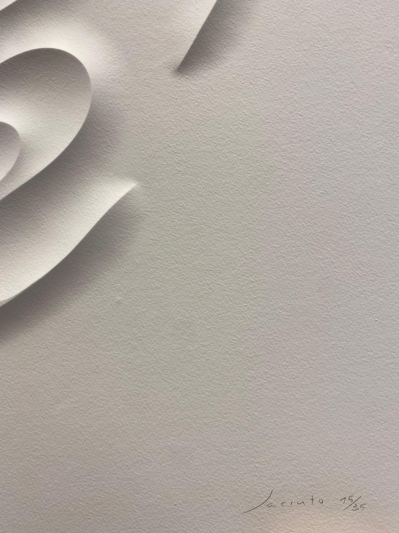 FESEX - embossed paper work, minimalist curvilinear white artwork Jacinto Moros For Sale 1