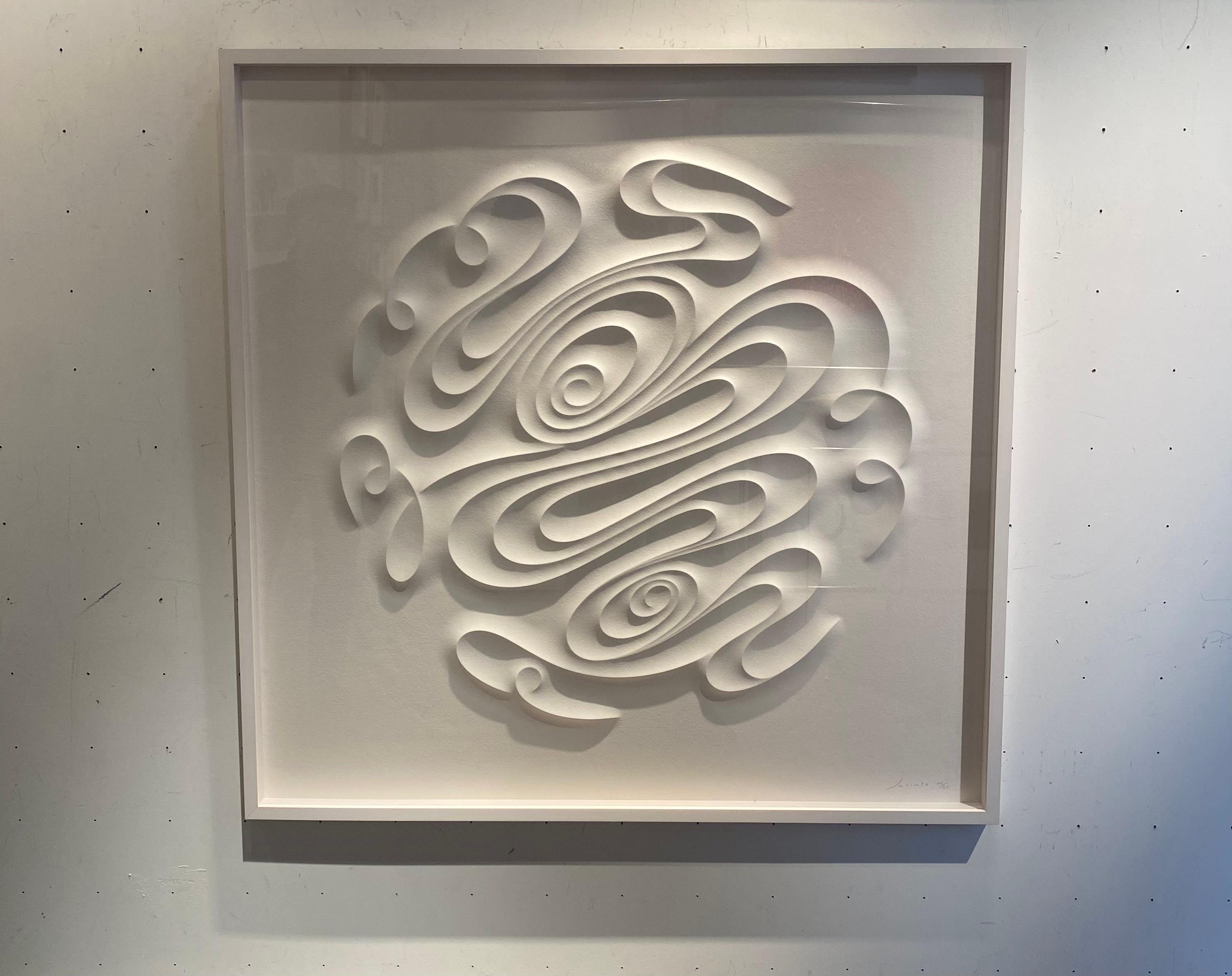 FESEX - embossed paper work, minimalist curvilinear white artwork Jacinto Moros For Sale 3