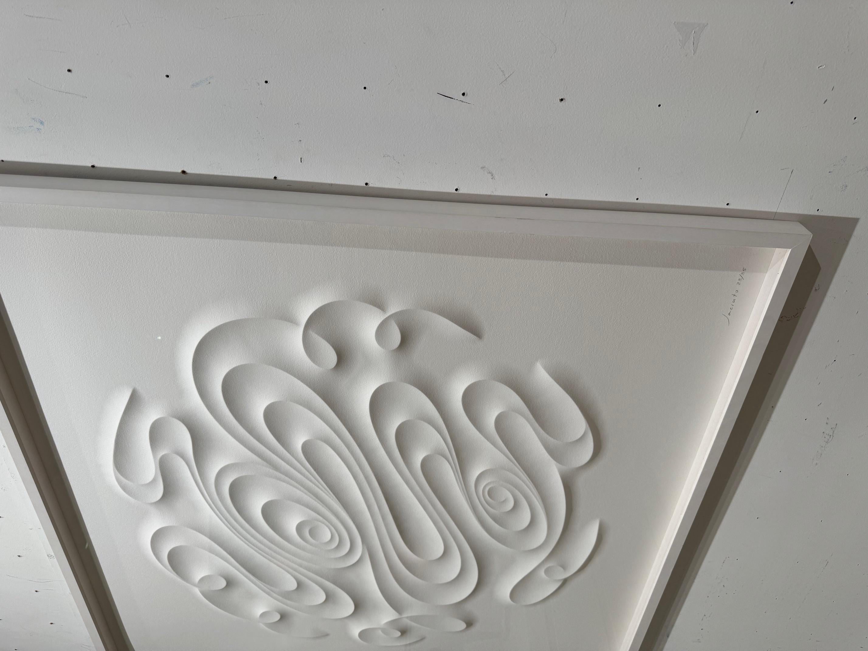 FESEX - embossed paper work, minimalist curvilinear white artwork Jacinto Moros For Sale 4