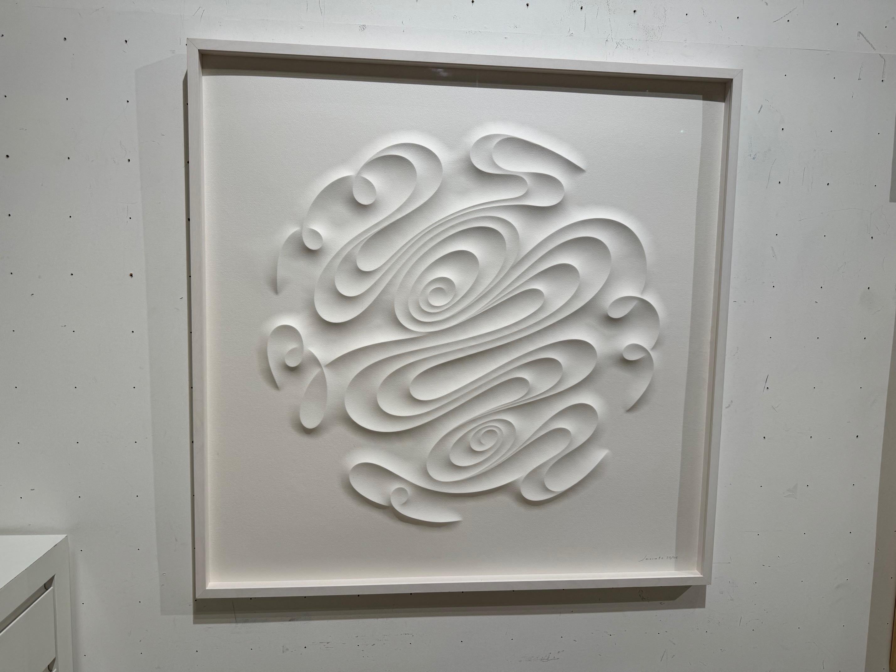 FESEX - embossed paper work, minimalist curvilinear white artwork Jacinto Moros For Sale 5