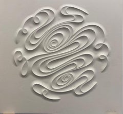 FESEX - embossed paper work, minimalist curvilinear white artwork Jacinto Moros