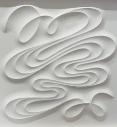 FKH - embossed paper work, minimalist curvilinear white artwork Jacinto Moros
