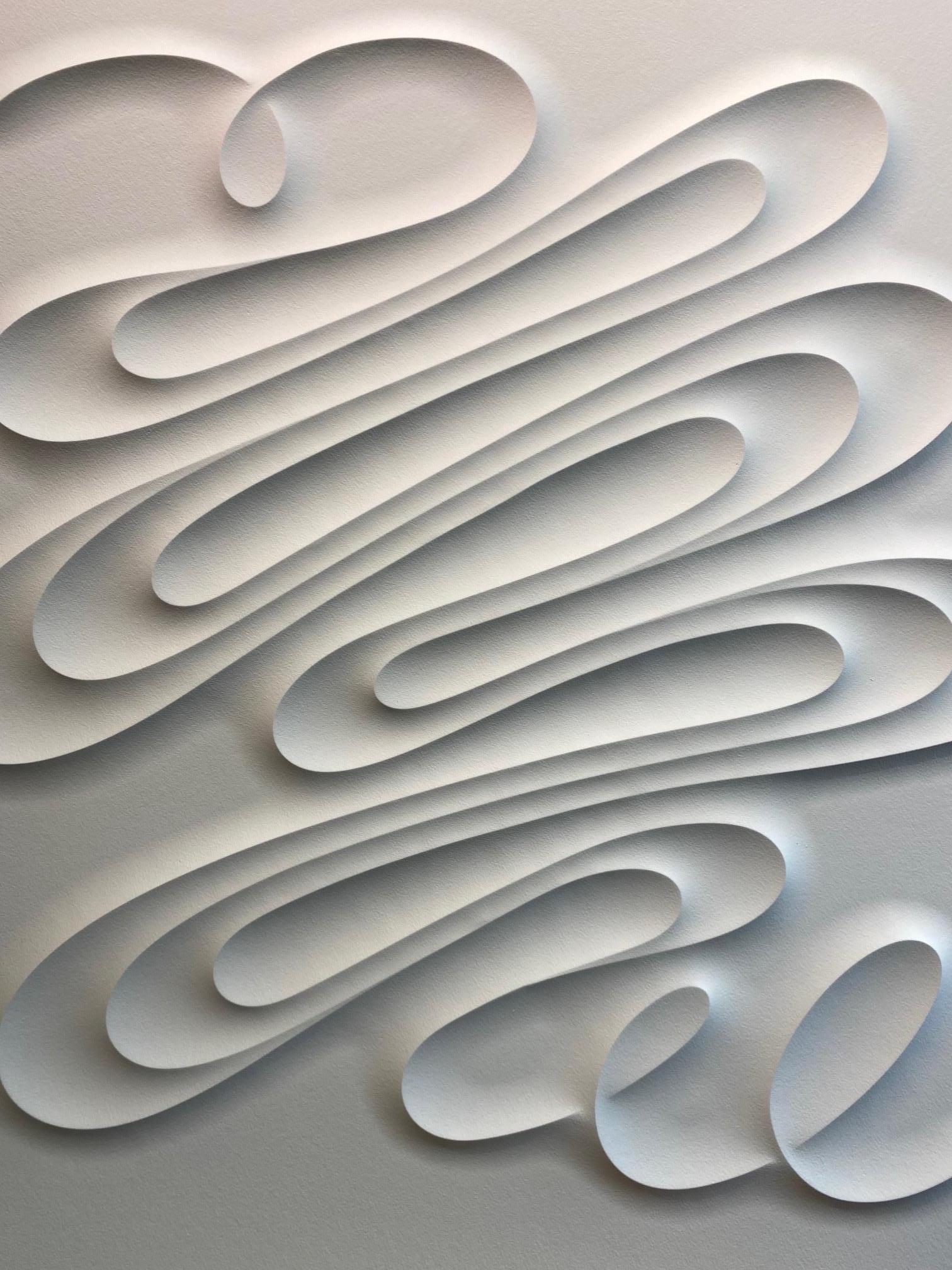 Tango - embossed paper work, minimalist curvilinear white artwork Jacinto Moros 1