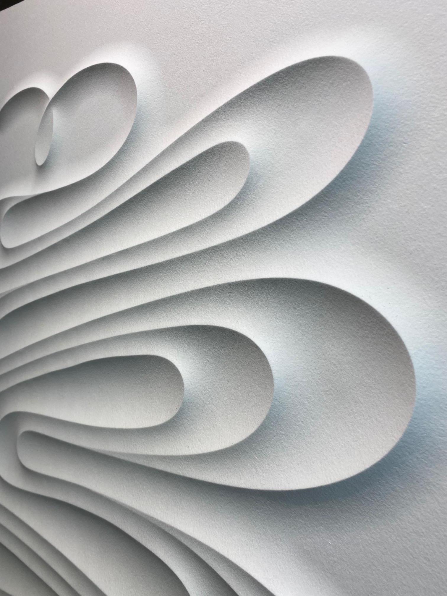 Tango - embossed paper work, minimalist curvilinear white artwork Jacinto Moros 2