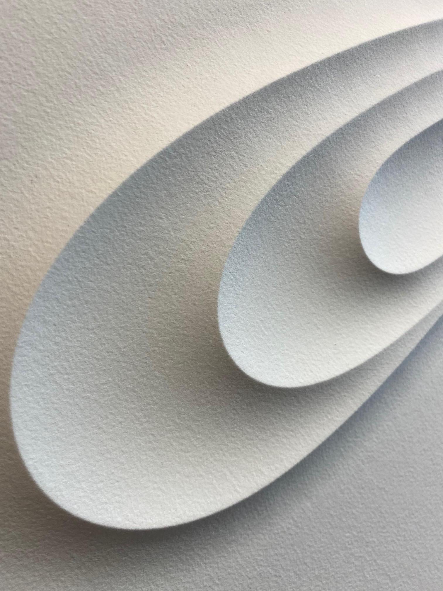 Tango - embossed paper work, minimalist curvilinear white artwork Jacinto Moros 3