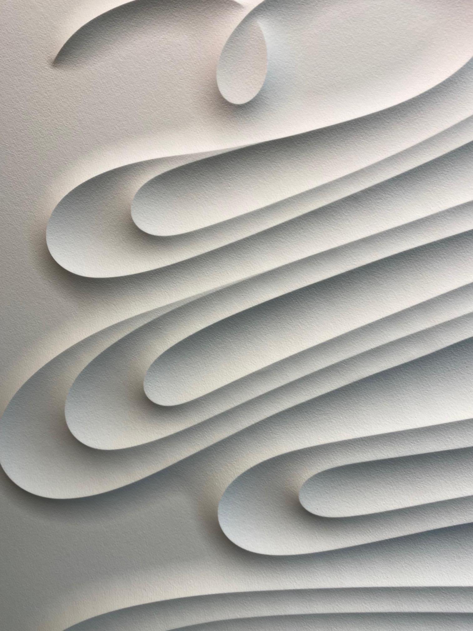Tango - embossed paper work, minimalist curvilinear white artwork Jacinto Moros 6