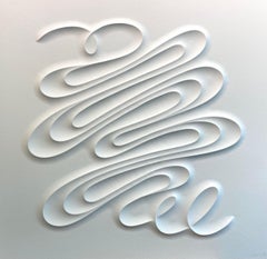 Tango - embossed paper work, minimalist curvilinear white artwork Jacinto Moros