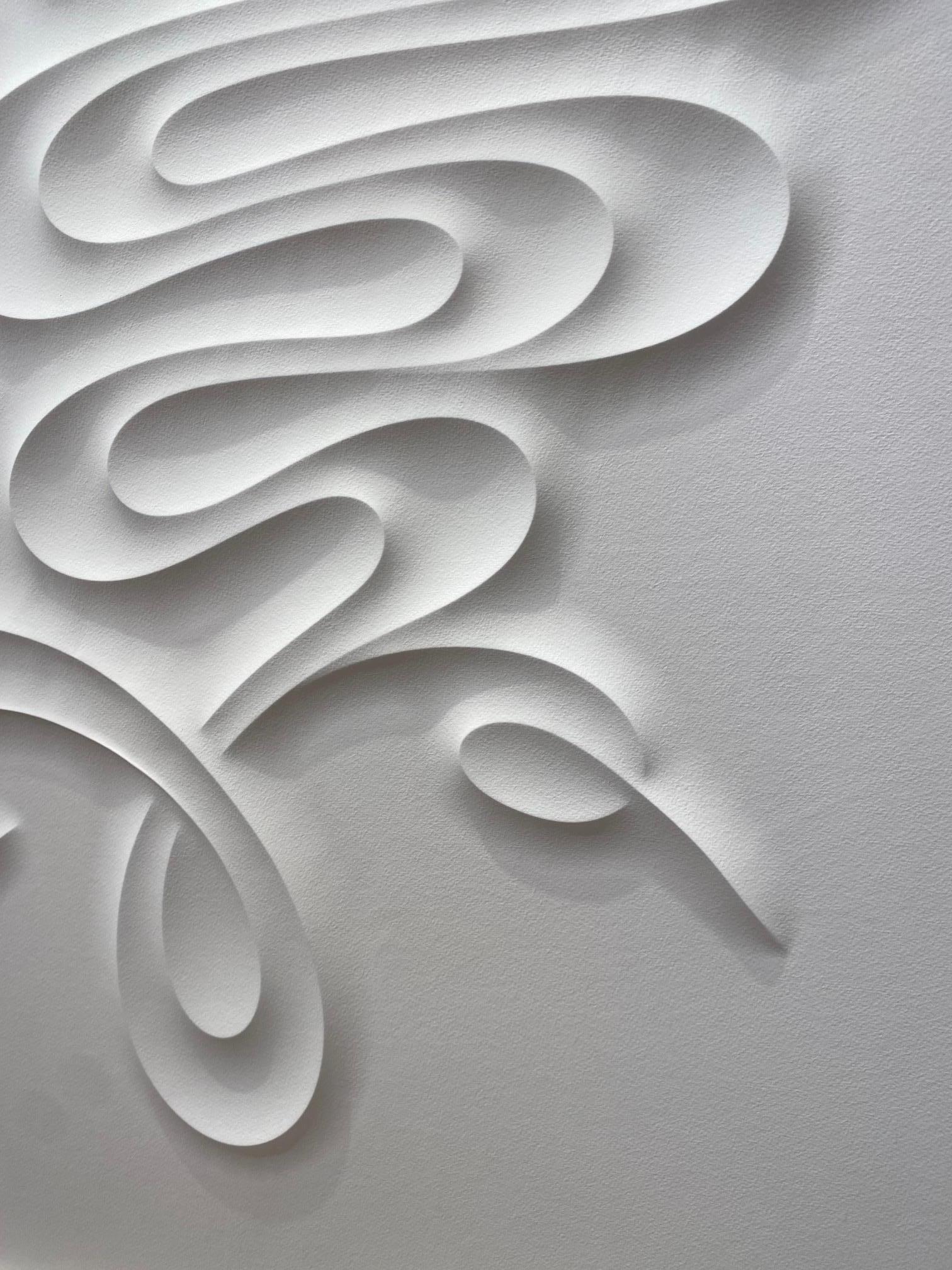TFEXT - embossed paper work, minimalist curvilinear white artwork Jacinto Moros For Sale 2