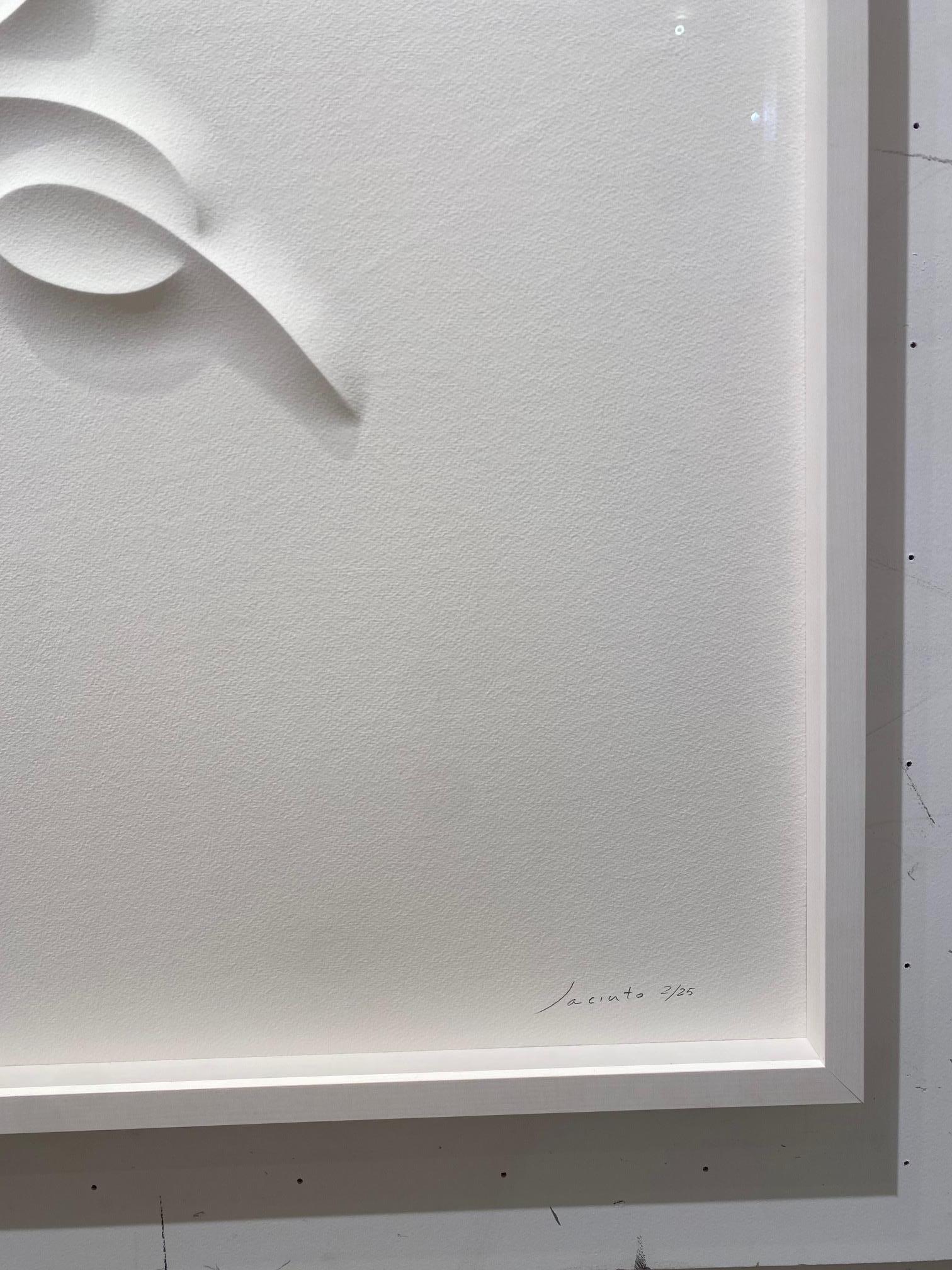 TFEXT - embossed paper work, minimalist curvilinear white artwork Jacinto Moros For Sale 3