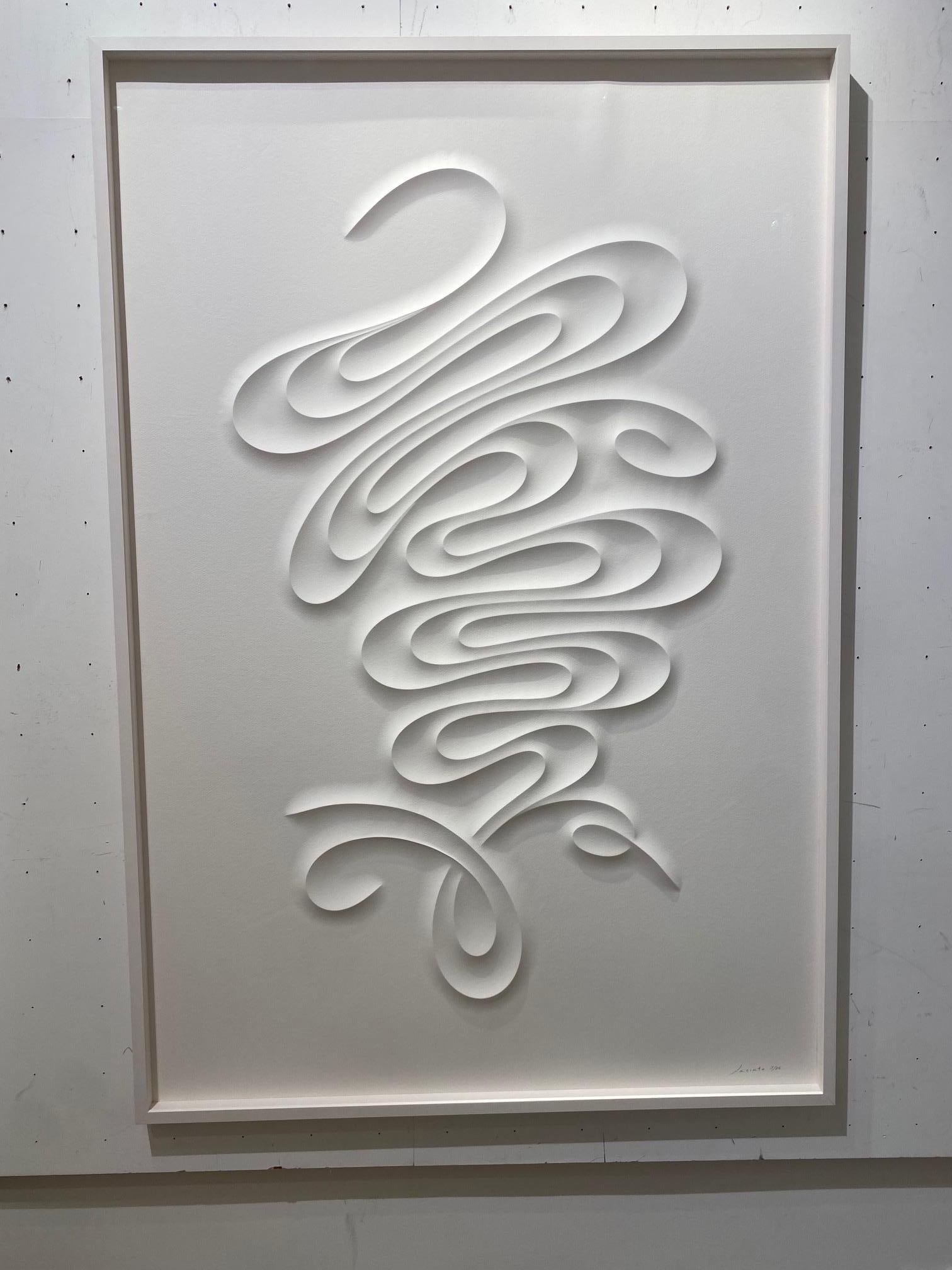 TFEXT - embossed paper work, minimalist curvilinear white artwork Jacinto Moros For Sale 4