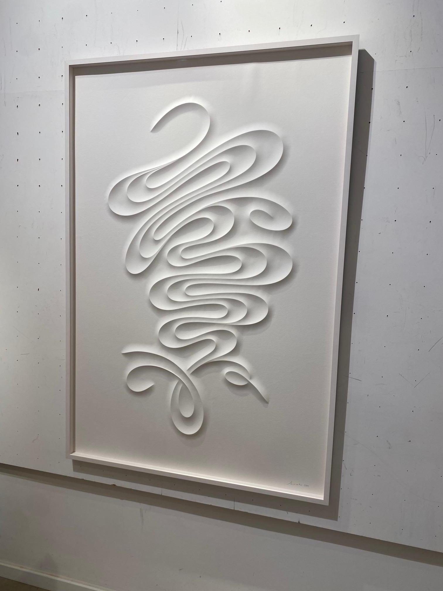 TFEXT - embossed paper work, minimalist curvilinear white artwork Jacinto Moros For Sale 5