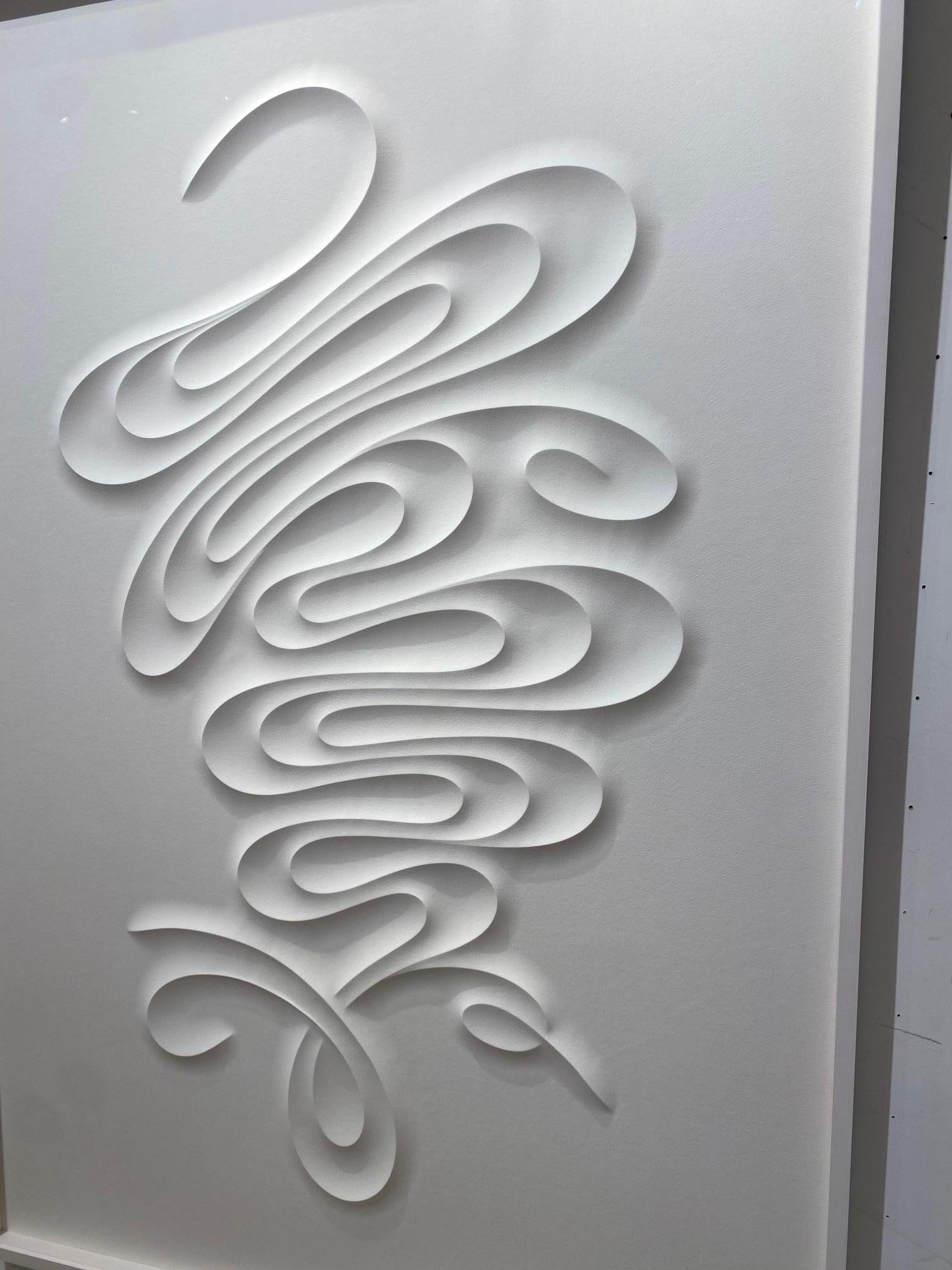 TFEXT - embossed paper work, minimalist curvilinear white artwork Jacinto Moros For Sale 6