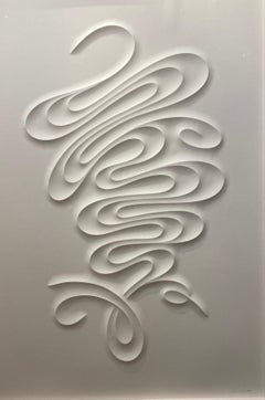 TFEXT - embossed paper work, minimalist curvilinear white artwork Jacinto Moros