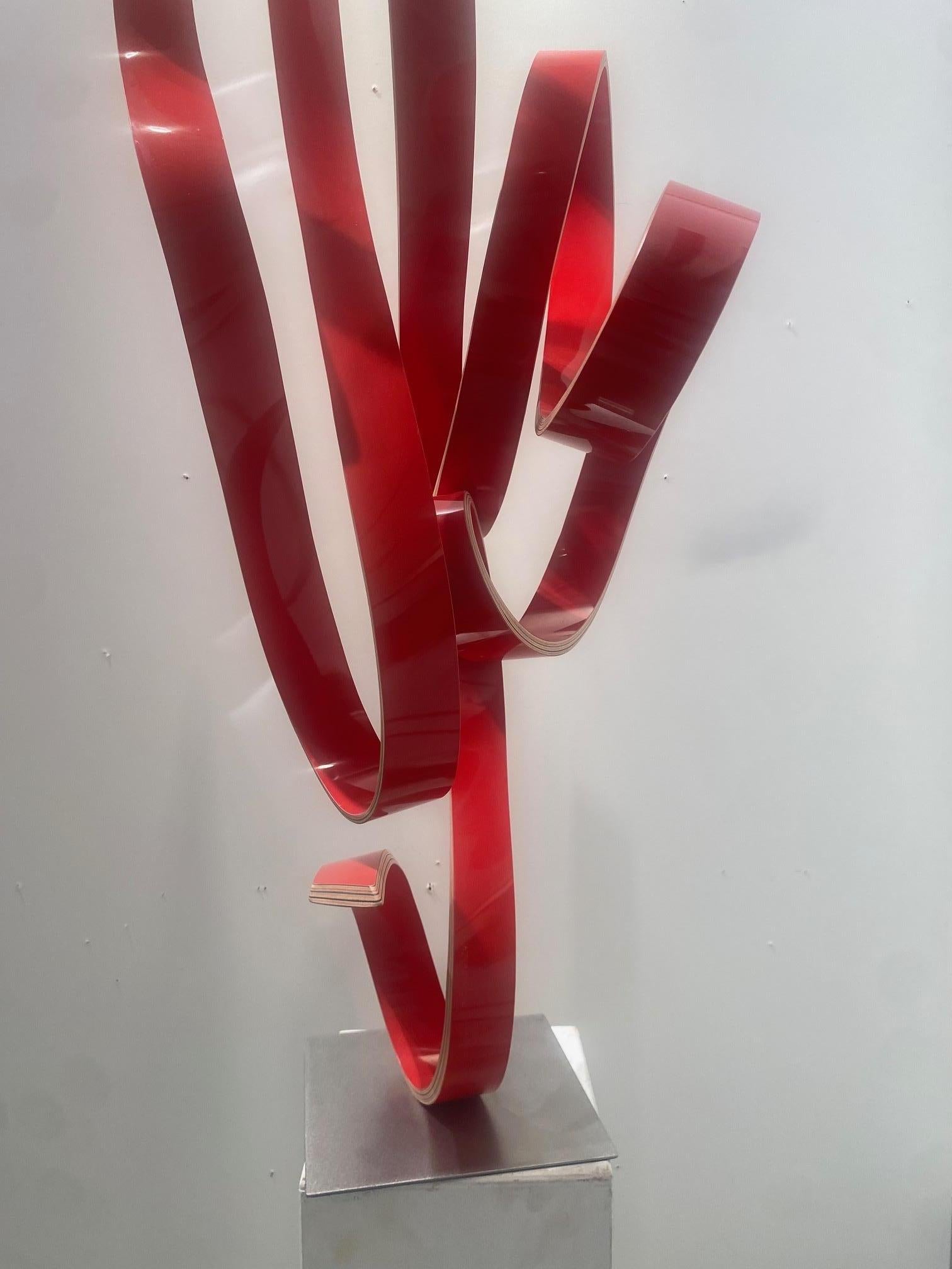 FMX-curvilinear minimalist maple wood sculpture defying gravity by Jacinto Moros 2