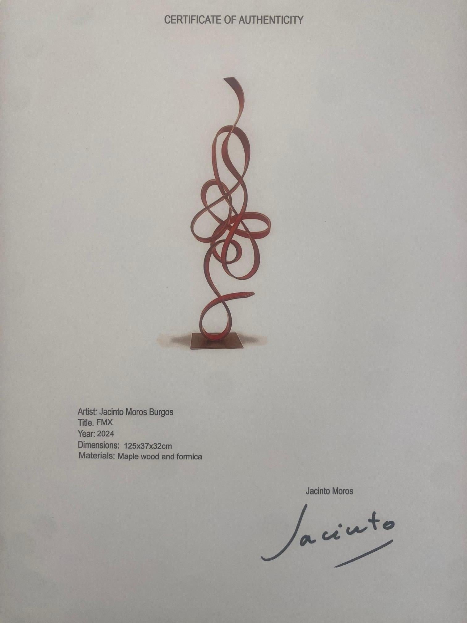 FMX-curvilinear minimalist maple wood sculpture defying gravity by Jacinto Moros 5