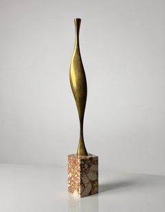 Jack Arnold Sculpture en bronze biomorphe abstraite et moderniste sur socle en marbre 1970