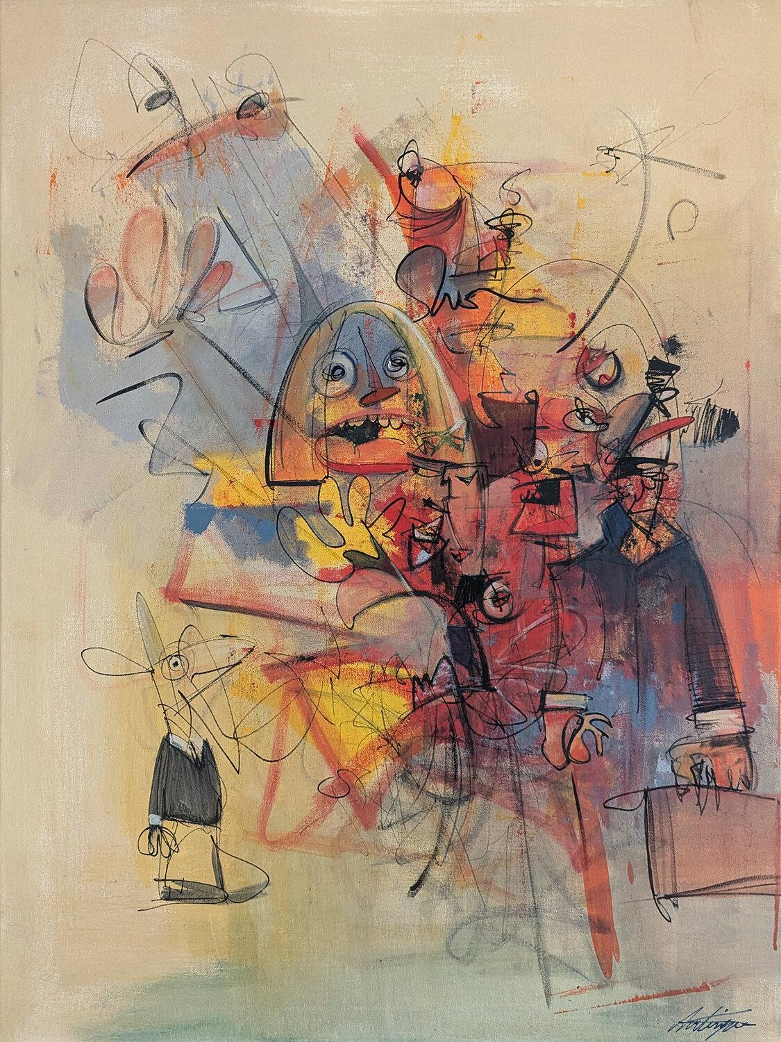 Everyone Is Selling Something Contemporary art Original Painting Ready to Hang