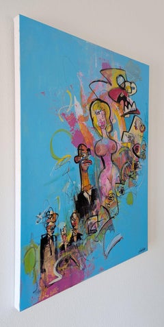 Les fainéants et les jouisseurs Art contemporain Peinture originale prête à être accrochée