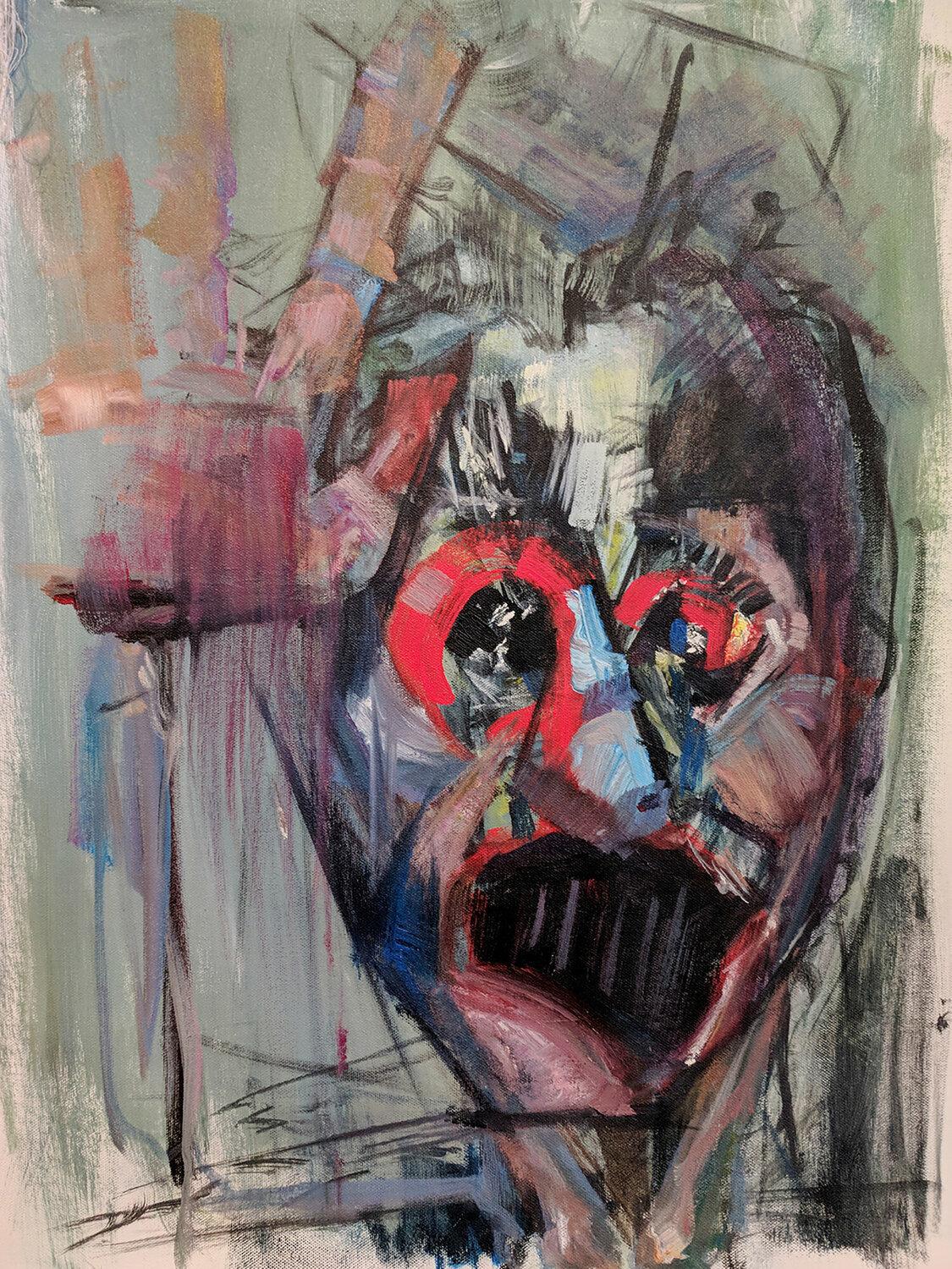 Abstract Painting Jack Avetisyan - In the mirror Contemporary Art Original Painting, Ready to Hang