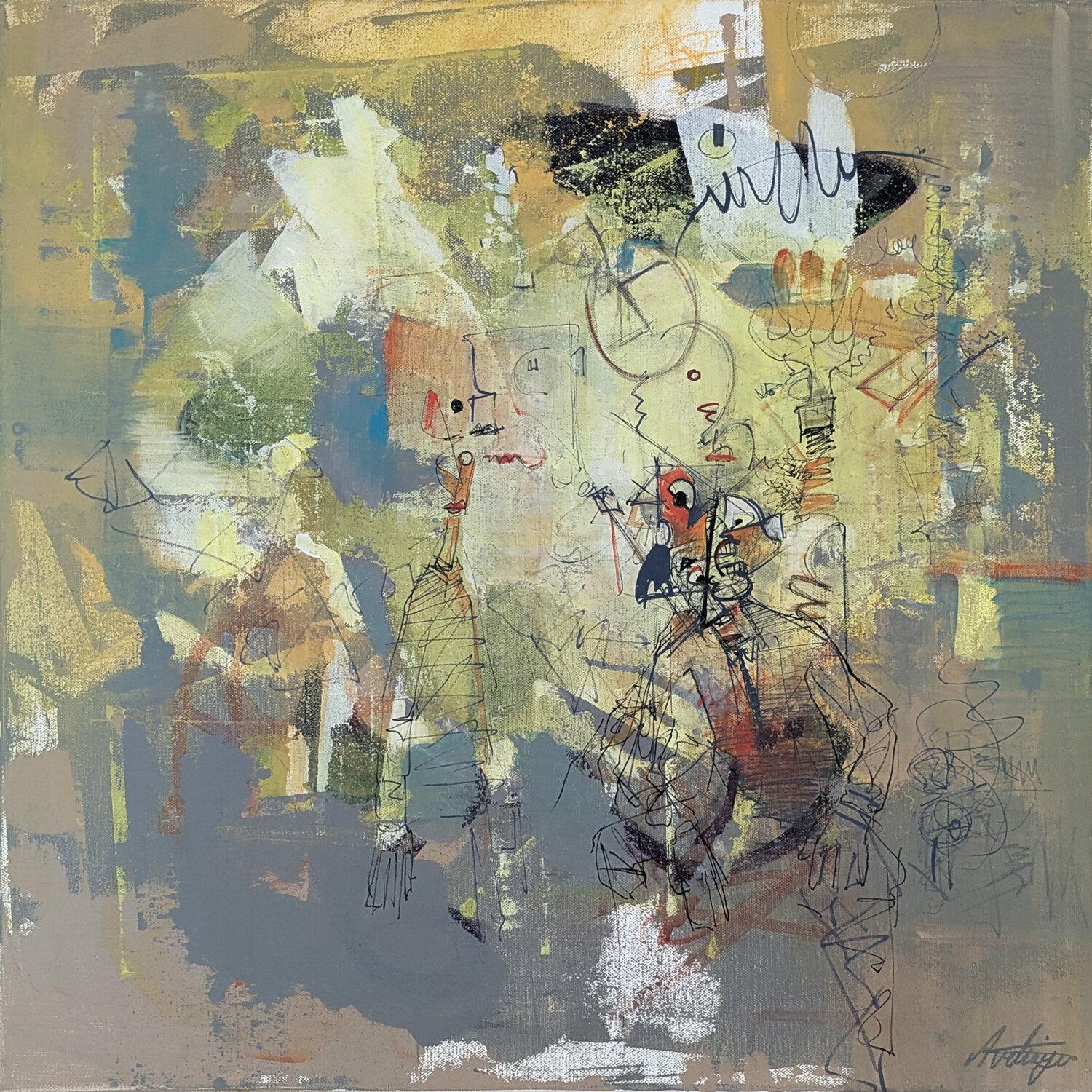 The Happy Wanderer Contemporary art Original Painting Ready to Hang