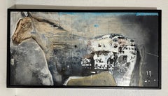 Pintura al óleo y esmalte de gran tamaño Jack Balas Contemporary Modernist Horse Western Art