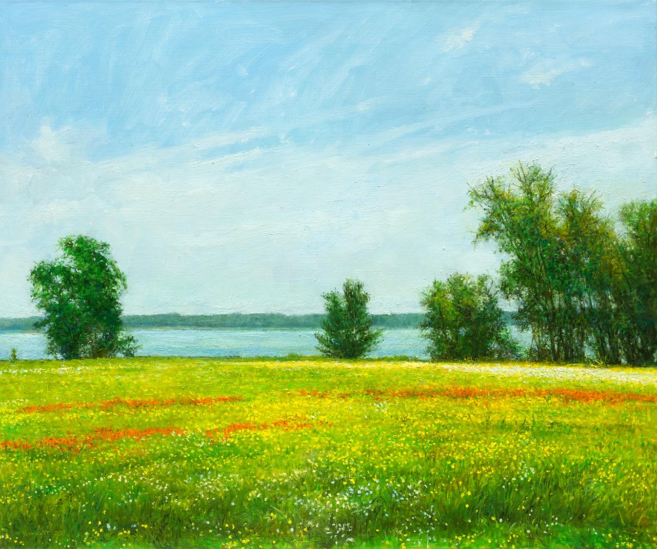 Jack Barnett Landscape Painting - Wildflowers, Cleburne Lake