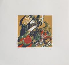 Cornucopia, Modern Art Woodcut by Jack Beal