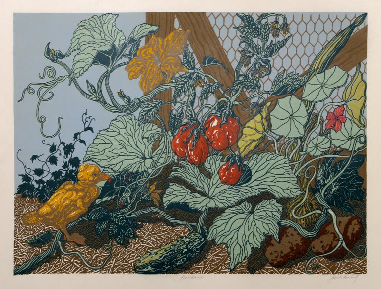 Artist: Jack Beal, American (1931 - 2013)
Title: Garden
Year: circa 1975
Medium: Silkscreen, Signed and numbered in pencil
Edition: 74
Image: 18 x 24 inches
Sheet Size: 24.5 in. x 30 in. (62.23 cm x 76.2 cm)