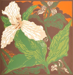 Vintage Jack Beal TRILLIUM Linocut