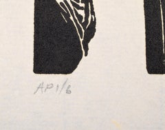 Jack Beal WOMAN WITH FAN Linocut