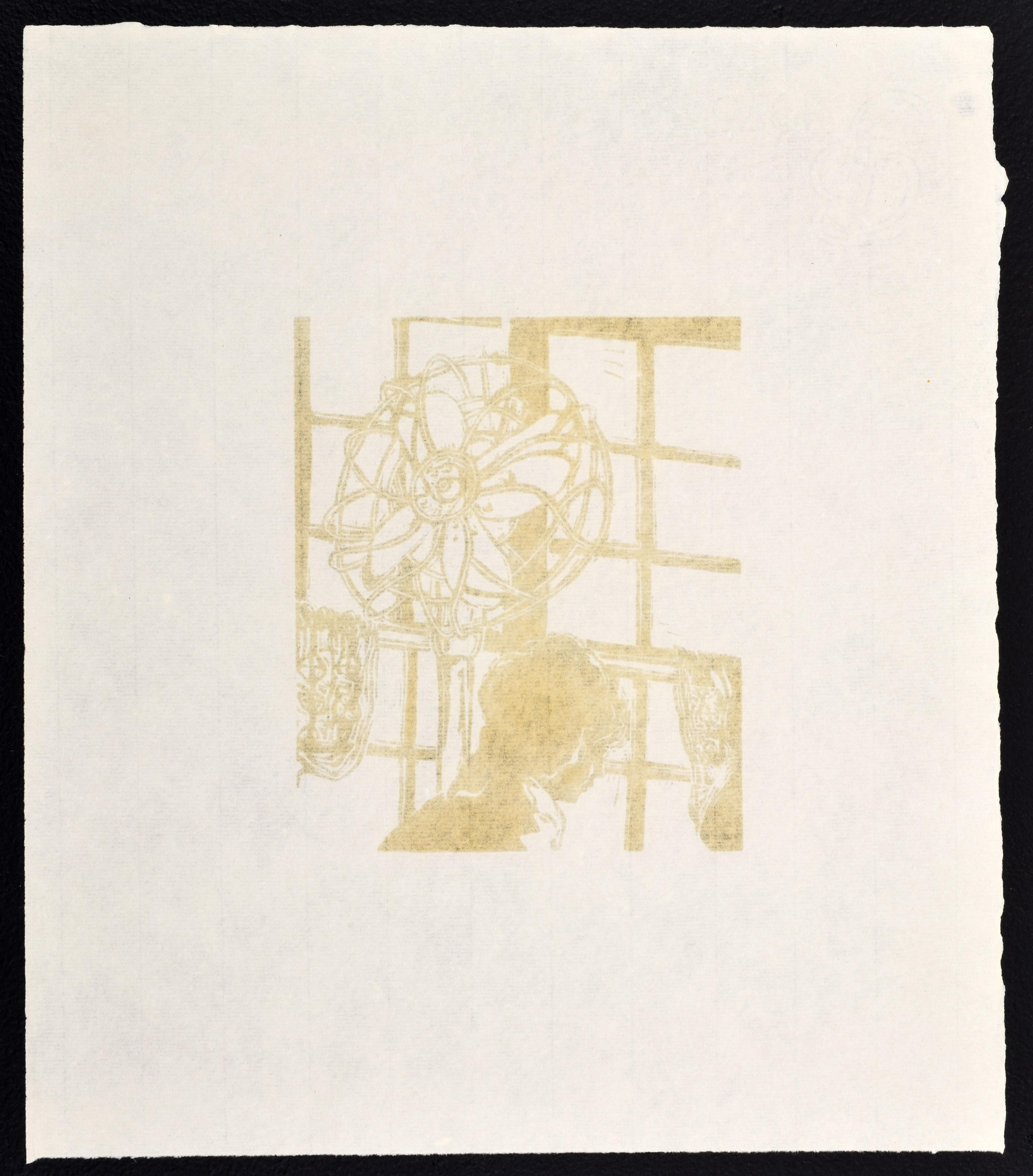 Jack Beal WOMAN WITH FAN Linocut For Sale 2