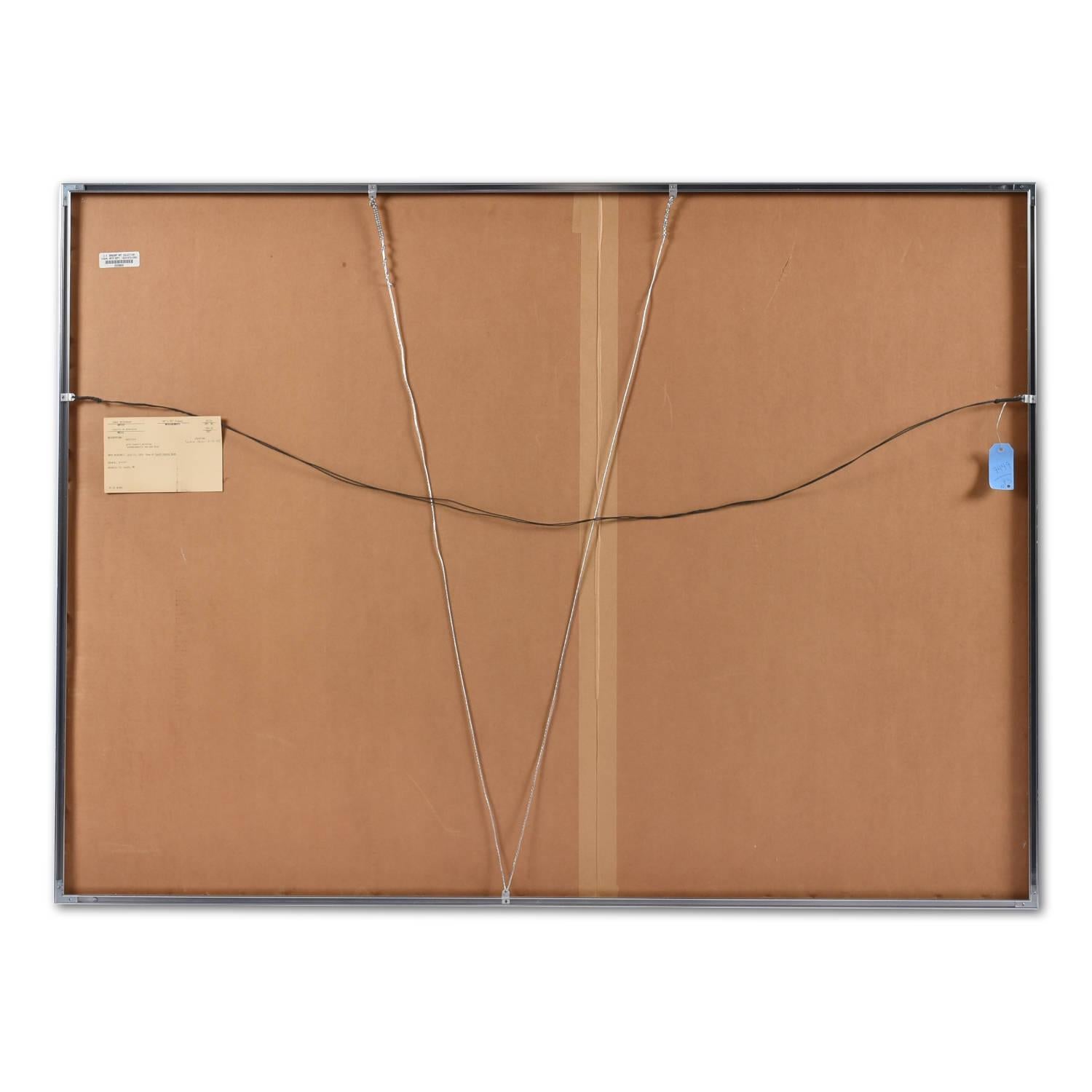 Metal Jack Beckemeyer 1976 Red Blue Orange and Yellow Printed Acetate Painting For Sale