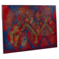 Jack Beckemeyer 1976 Red Blue Orange and Yellow Printed Acetate Painting