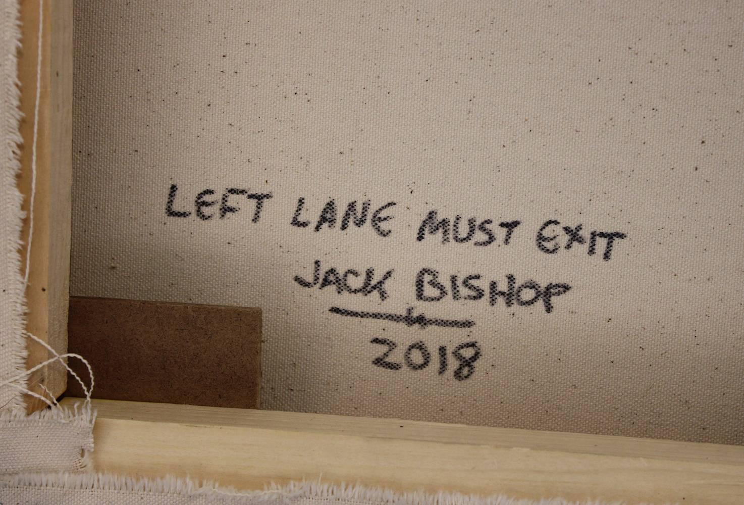 Left Lane Must Exit, oil and acrylic landscape painting on canvas - Painting by Jack Bishop