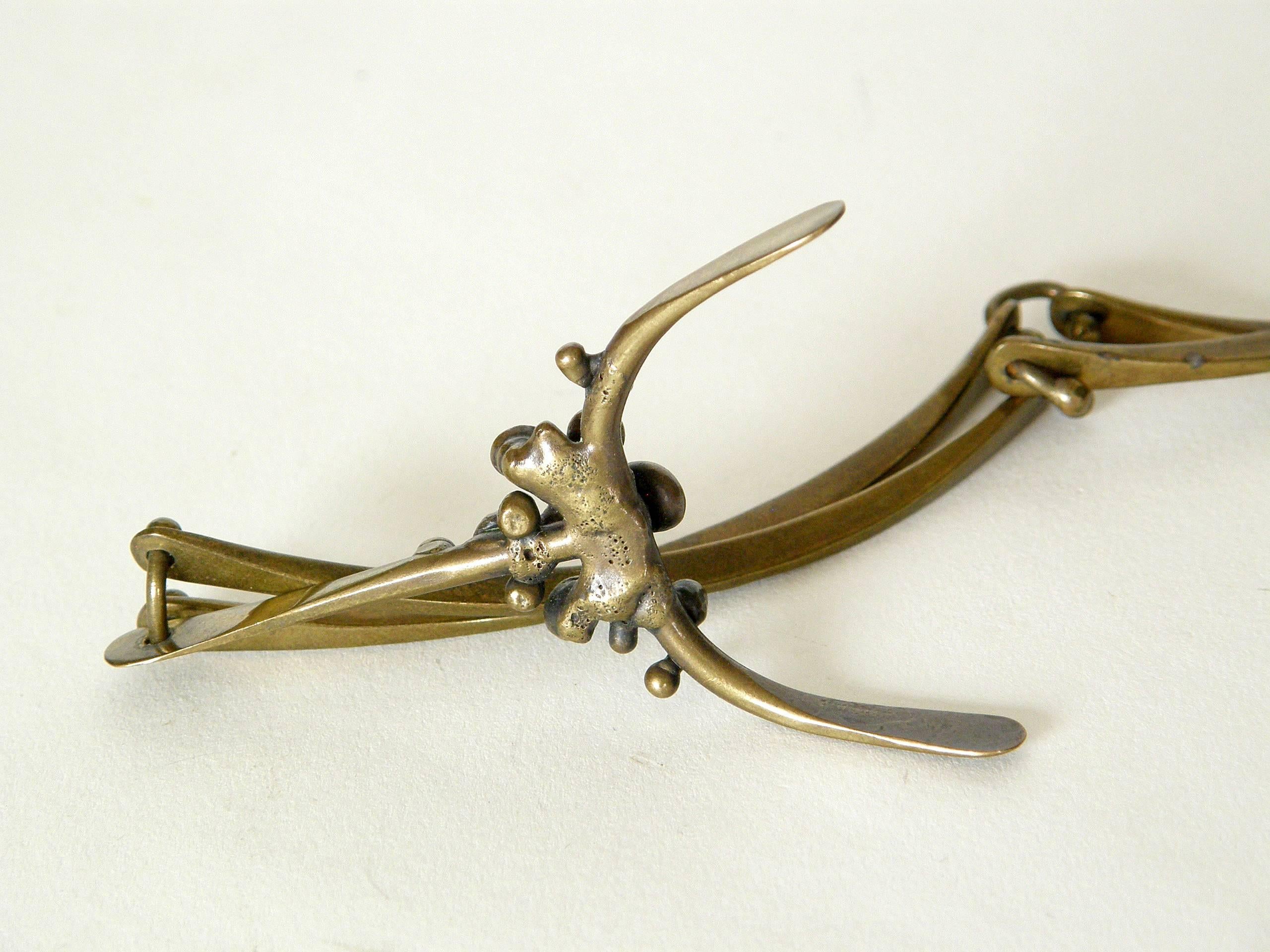 Artisan Sculptural Bronze Pendant Necklace and Bracelet Set Attributed to Jack Boyd  For Sale