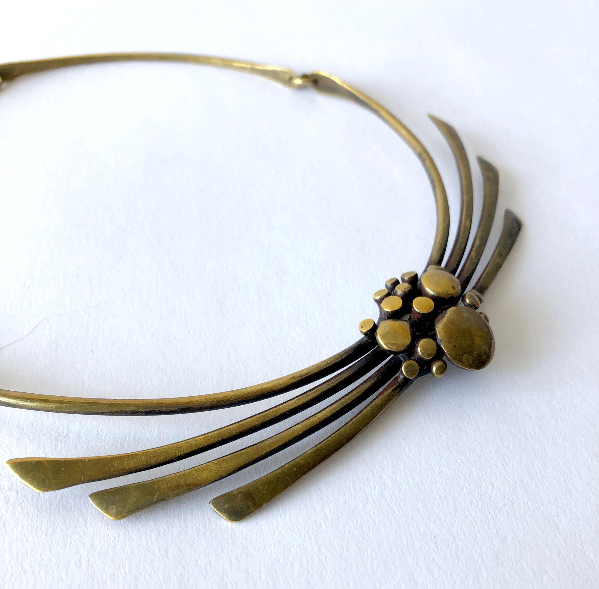 1970's organic modernist bronze necklace created by Jack Boyd of San Diego, California.  Necklace measures 17.5