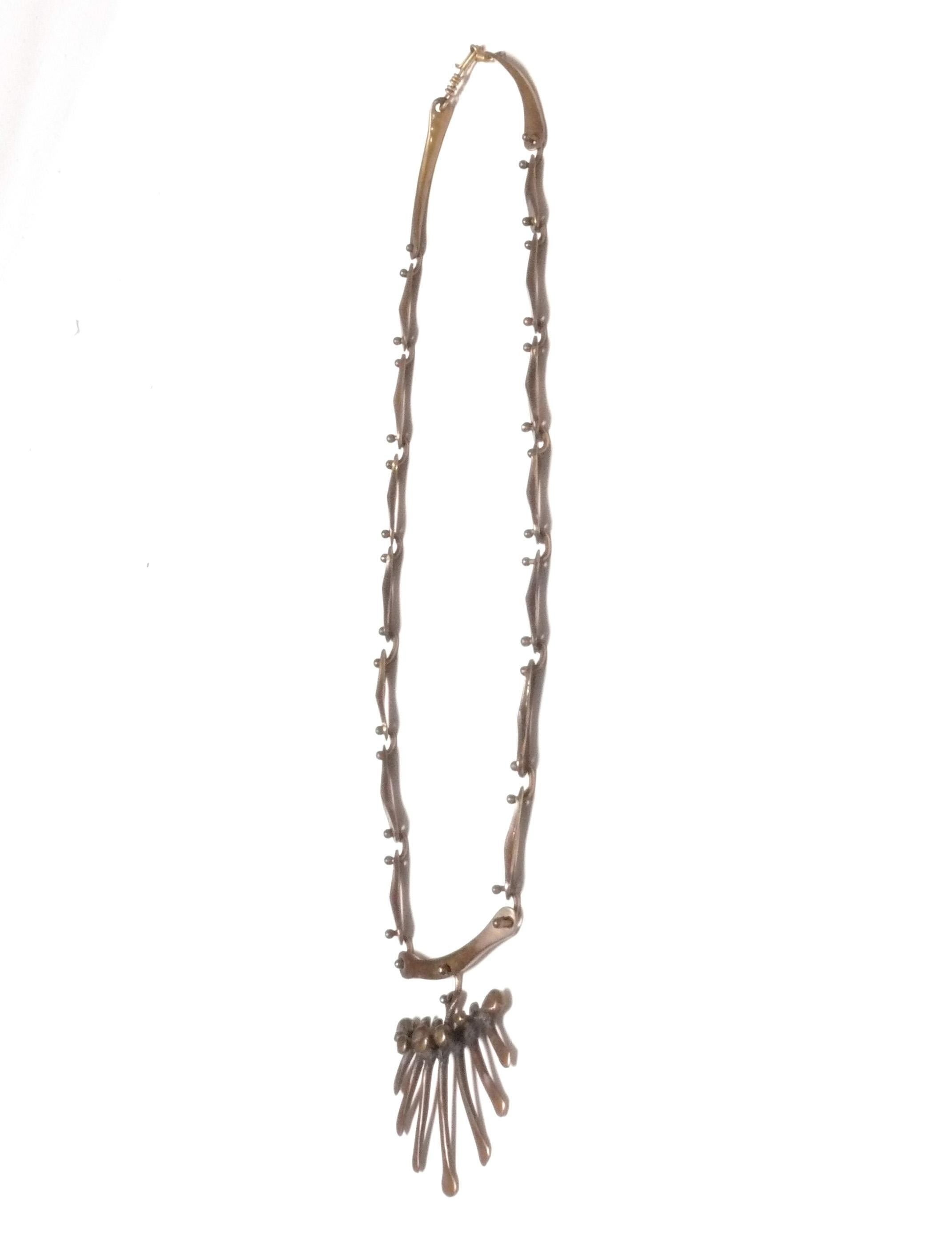 Mid-Century Modern Jack Boyd Sculptural Bronze Necklace Mid Century Abstract Art To Wear For Sale