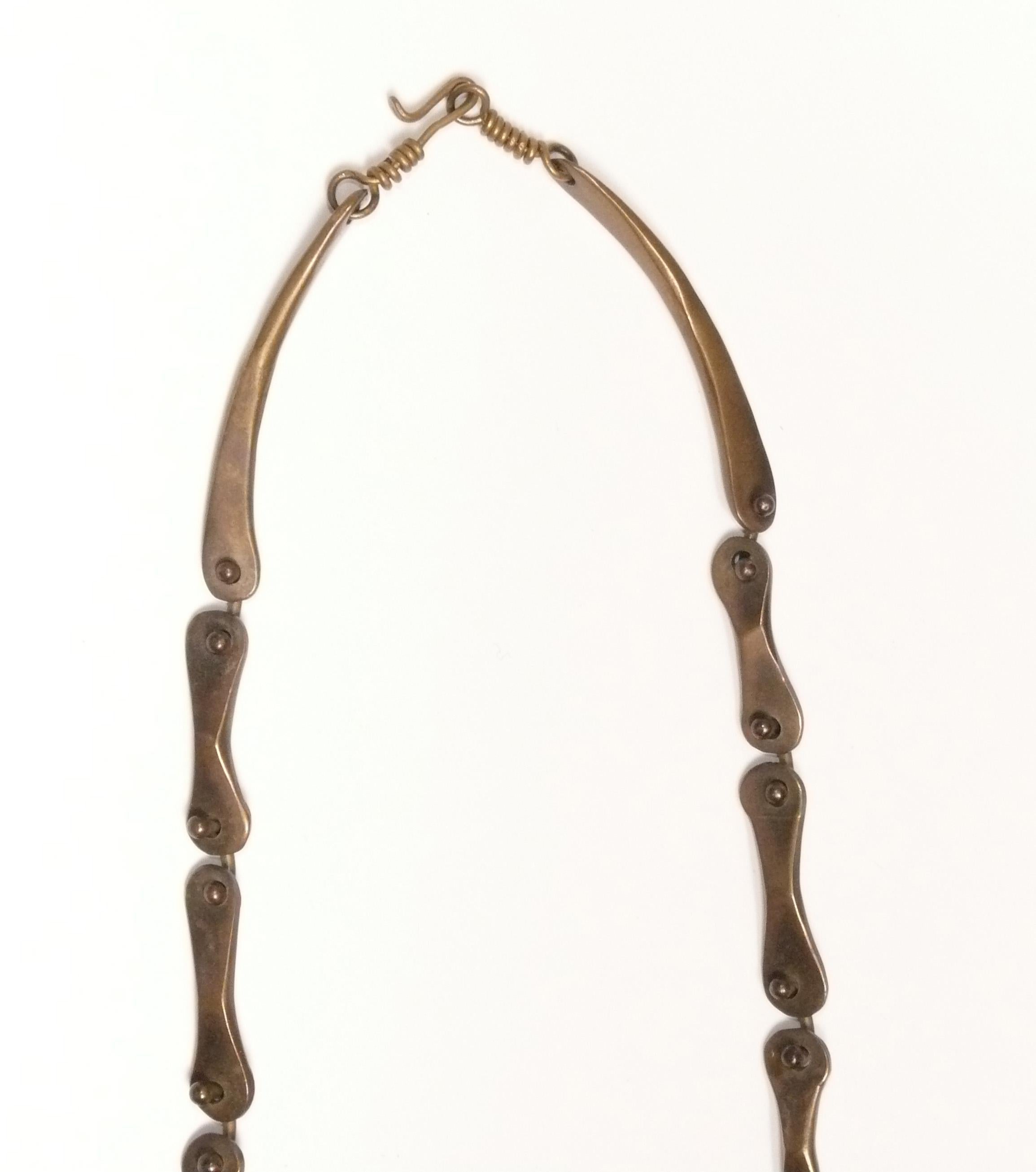 Jack Boyd Sculptural Bronze Necklace Mid Century Abstract Art To Wear In Good Condition For Sale In Atlanta, GA