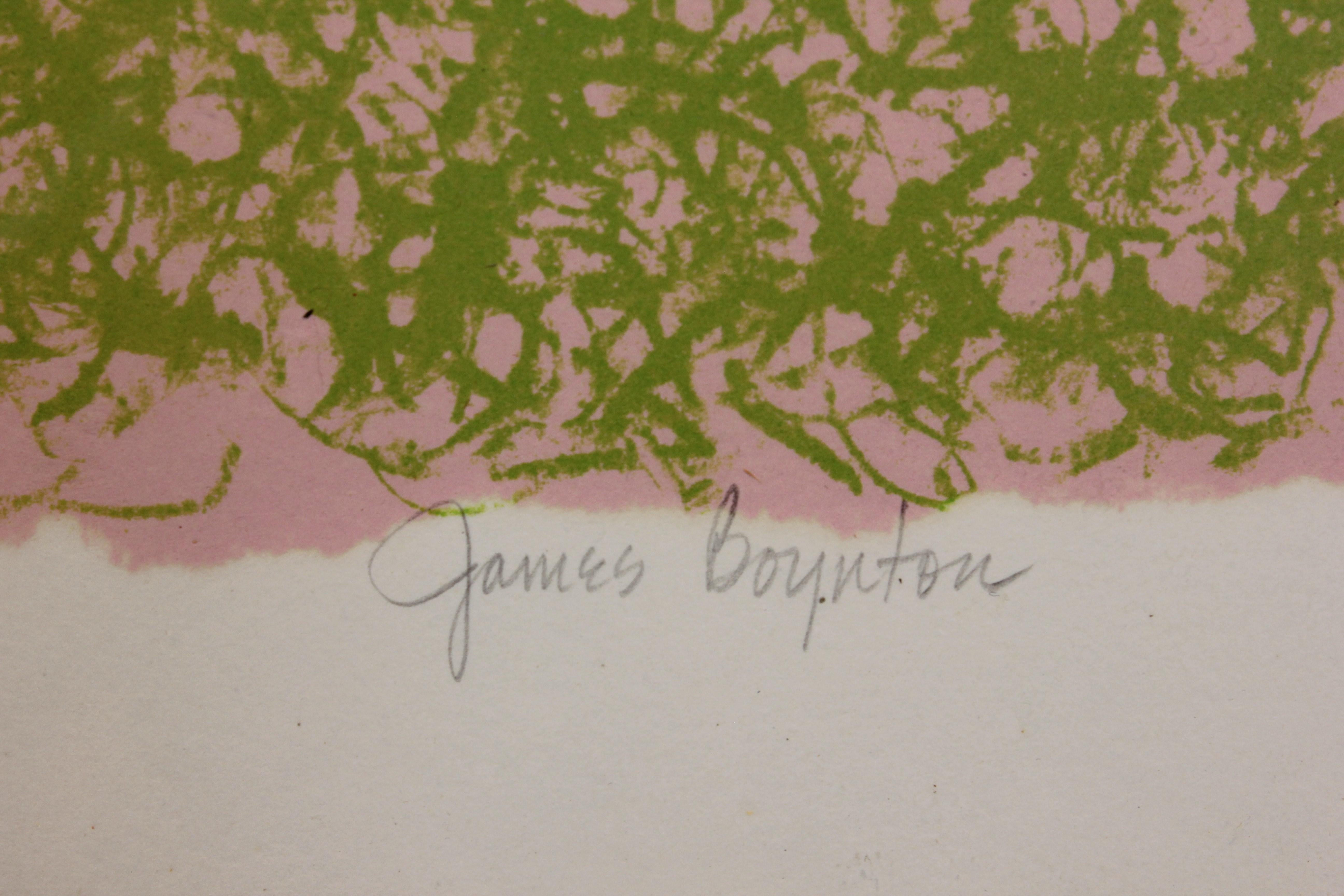 Abstrakter Serigraphie-Siebdruck mit rotem und grünem Titel #12/20 (Beige), Abstract Drawing, von Jack Boynton
