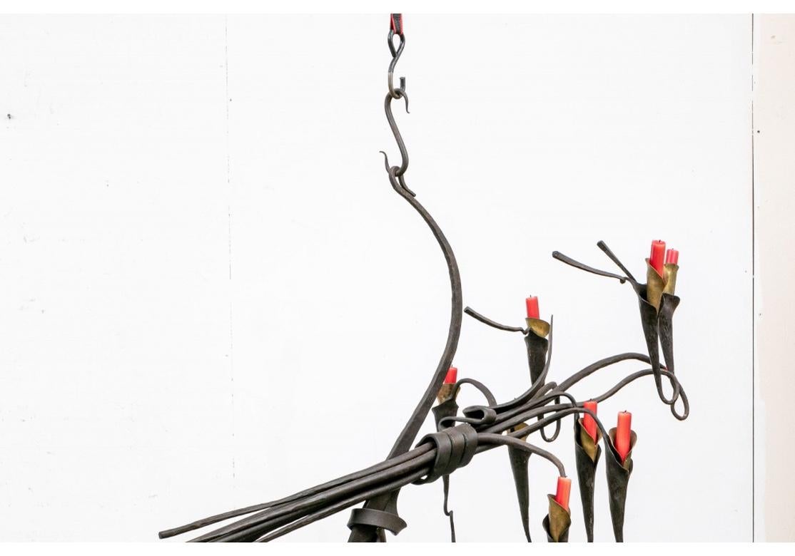 Jack Brubaker Hängeleuchte aus Eisen und Messing, Mobile-Skulptur (Organische Moderne) im Angebot