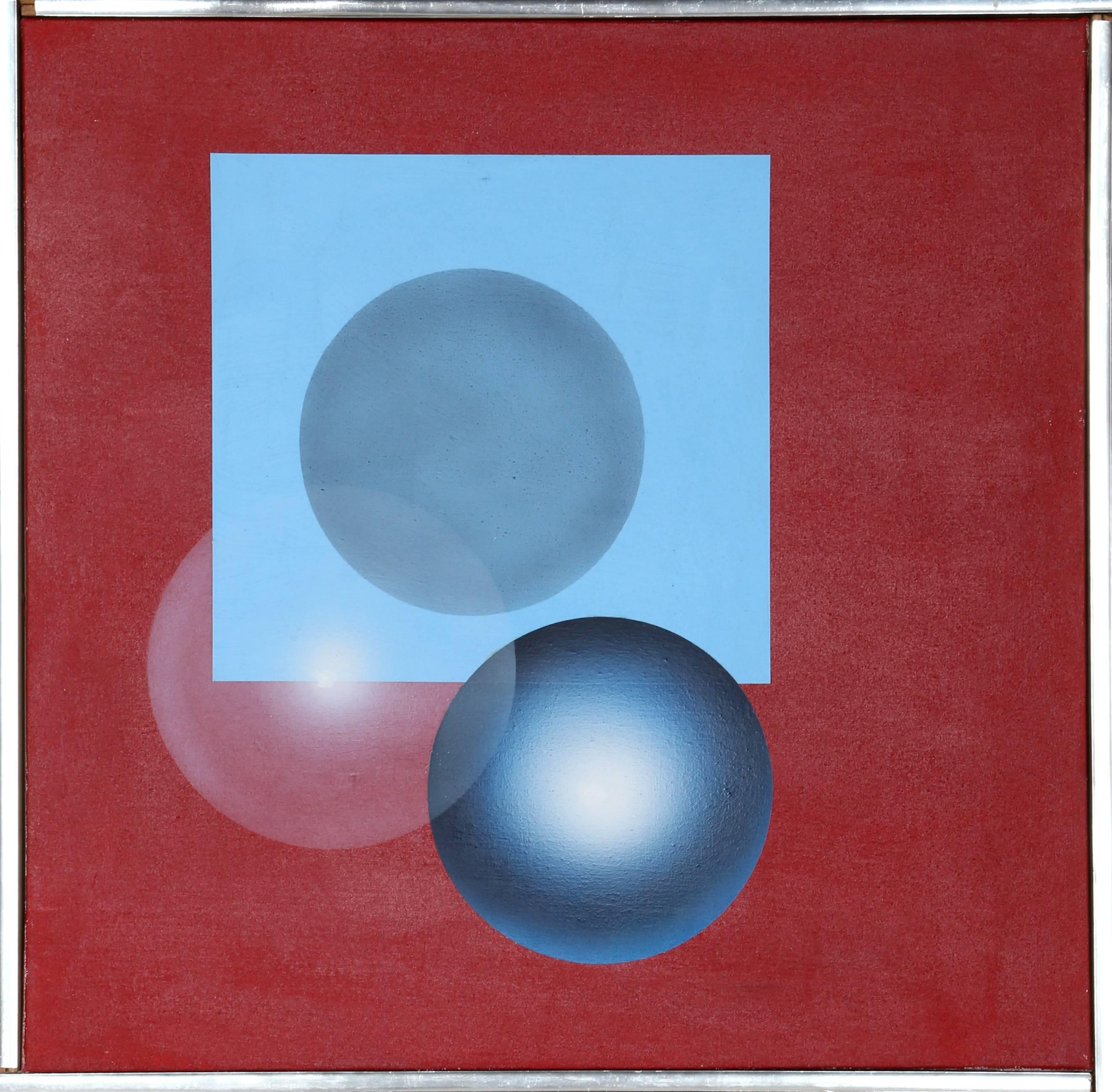 Artistics : Jack Brusca, Américain (1939 - 1993)
Titre : Métallurgie
Année : 1968
Moyen d'expression : Huile sur toile, signée, datée et titrée au verso
Taille : 20  x 20 in. (50.8  x 50.8 cm)