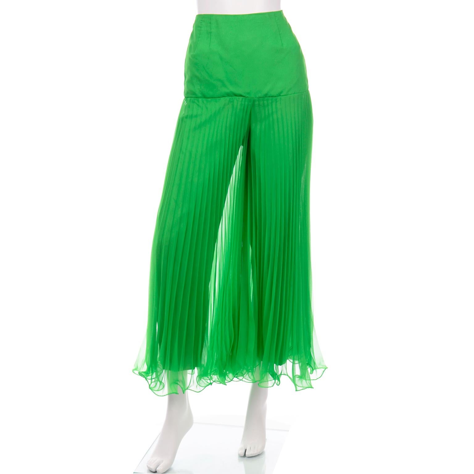 Jack Bryan by Dupuis Green Evening Outfit Pleated Palazzo Pants & Beaded Jacket 2