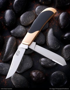 Jack Busfield, 18K Yellow Gold, Double Folding Knife with Black Jade