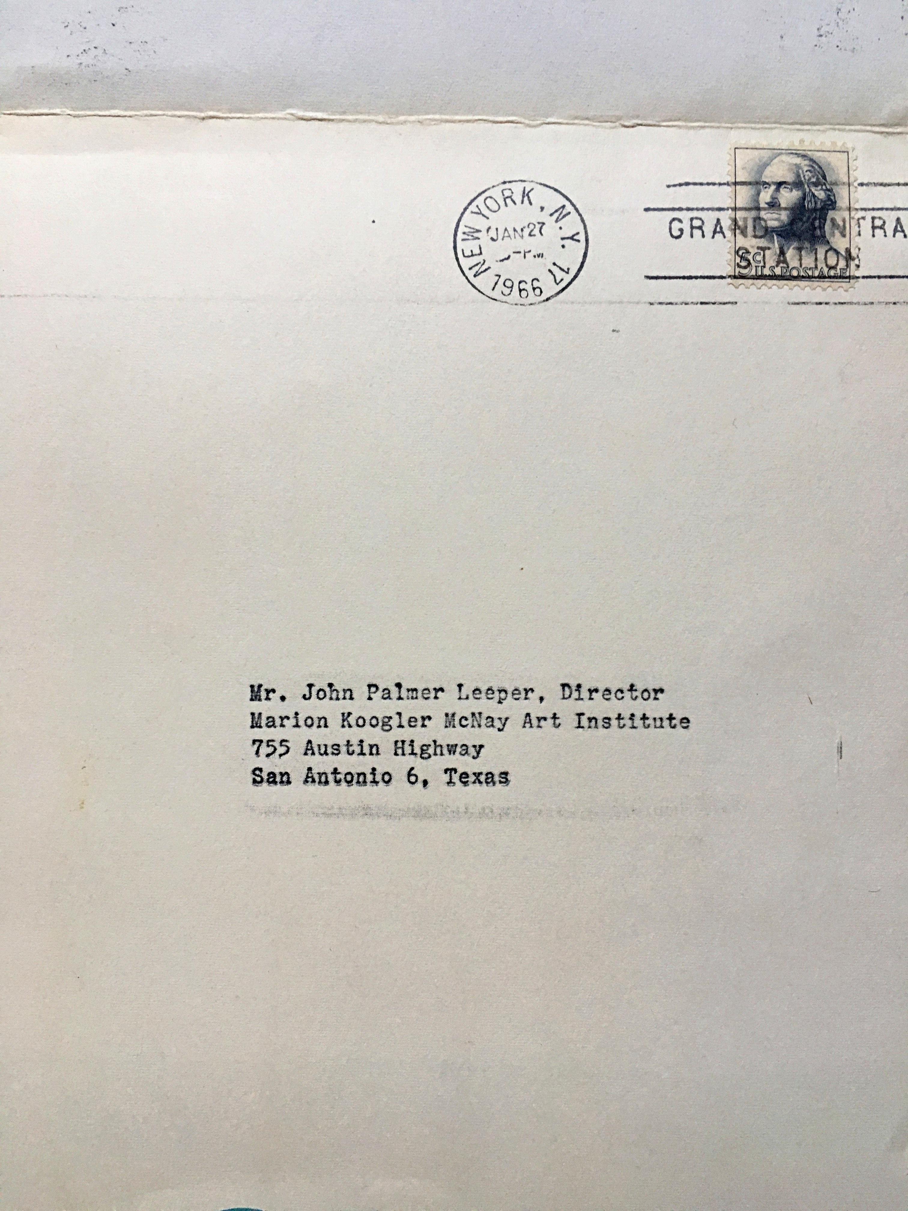Jack Bush at Andre Emmerich (Exhibition invitation postmarked to McNay director) For Sale 2